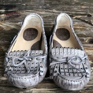 Frye Reagan Studded Leather Loafers Gray/Brown 8M